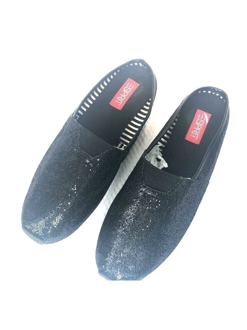 NWOT-ESPRIT Black Shimmery Slip-on/loafers/slides